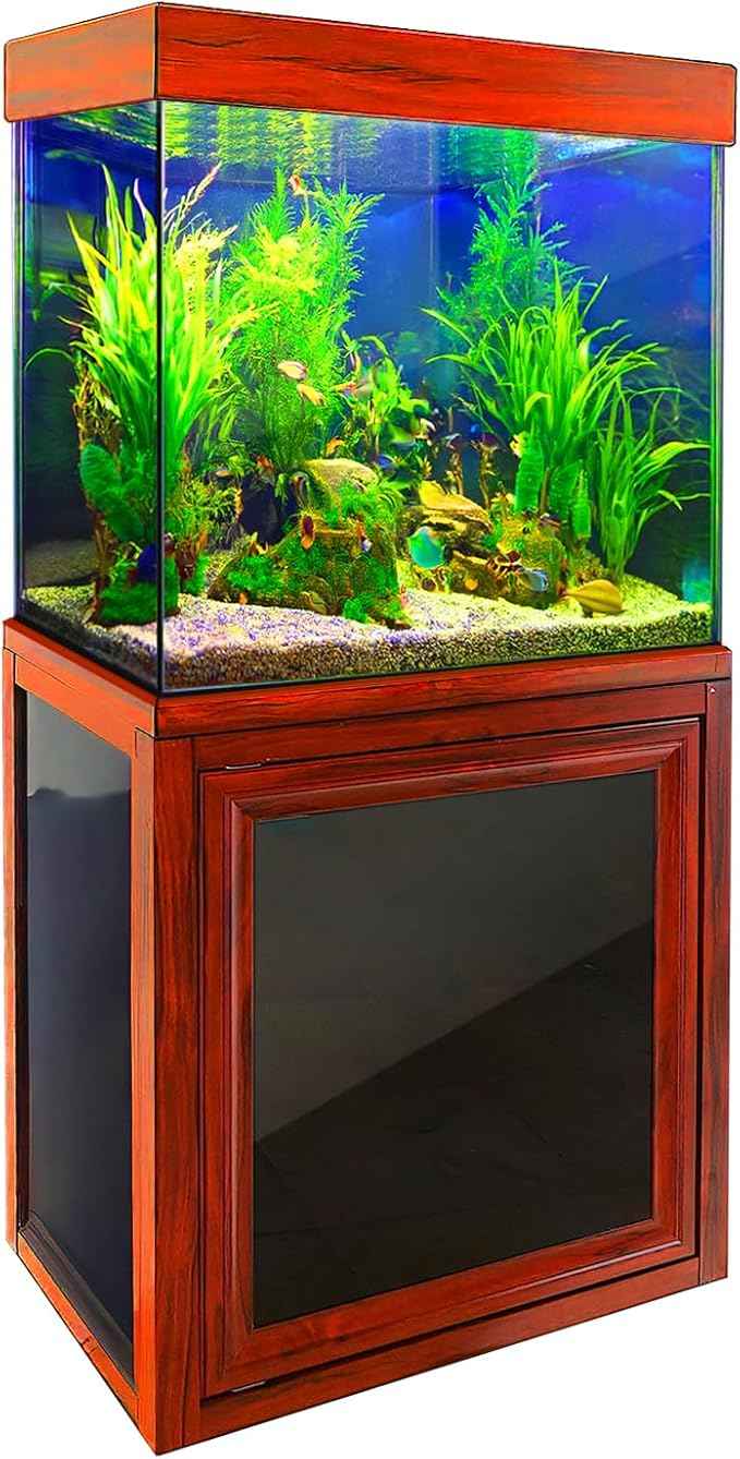 Aqua Dream 40 Gallon Fish Tank with Premium Tempered & Ultra Transparent Glass (Complete Aquarium Setup) RED Wood