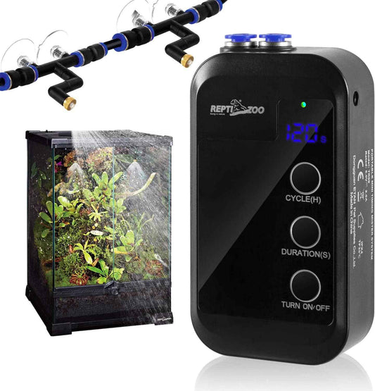 REPTI ZOO Reptile Humidifier, Mini Automatic Misting System for Reptile Terrariums, Rainforest Spray System with Adjustable Spray Nozzles