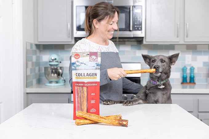 Wild Eats Salmon Flavor Collagen Retriever Style Cheek Roll 10" Dog Chews-3 Pack (Long Lasting Dog Chews Treats & Bones for Medium Dogs) Substitute for Pig Ears for Dogs