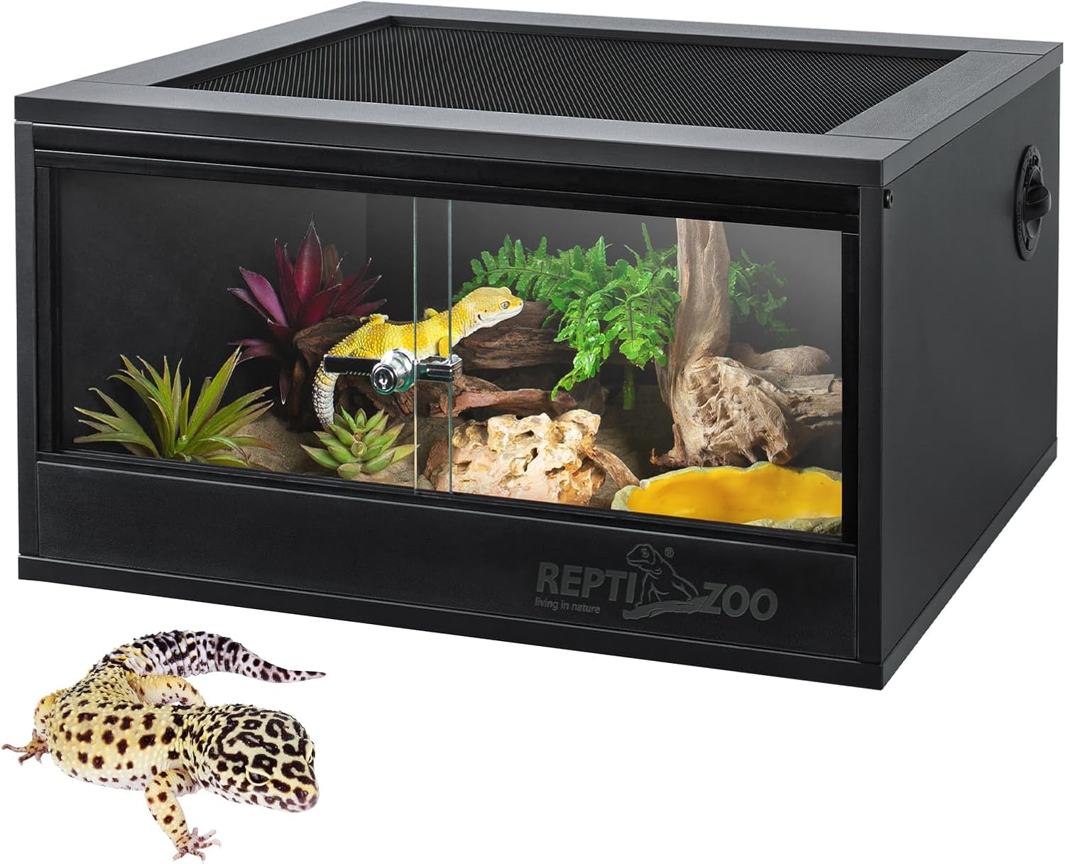 REPTI ZOO 20 Gallon PVC Reptile Terrarium, 24x18x12 inch Reptile Tank for Crested Gecko Leopard Gecko Snake Turtle Hermit Crab, Thermal Insulation Moisturizing - FurryFun