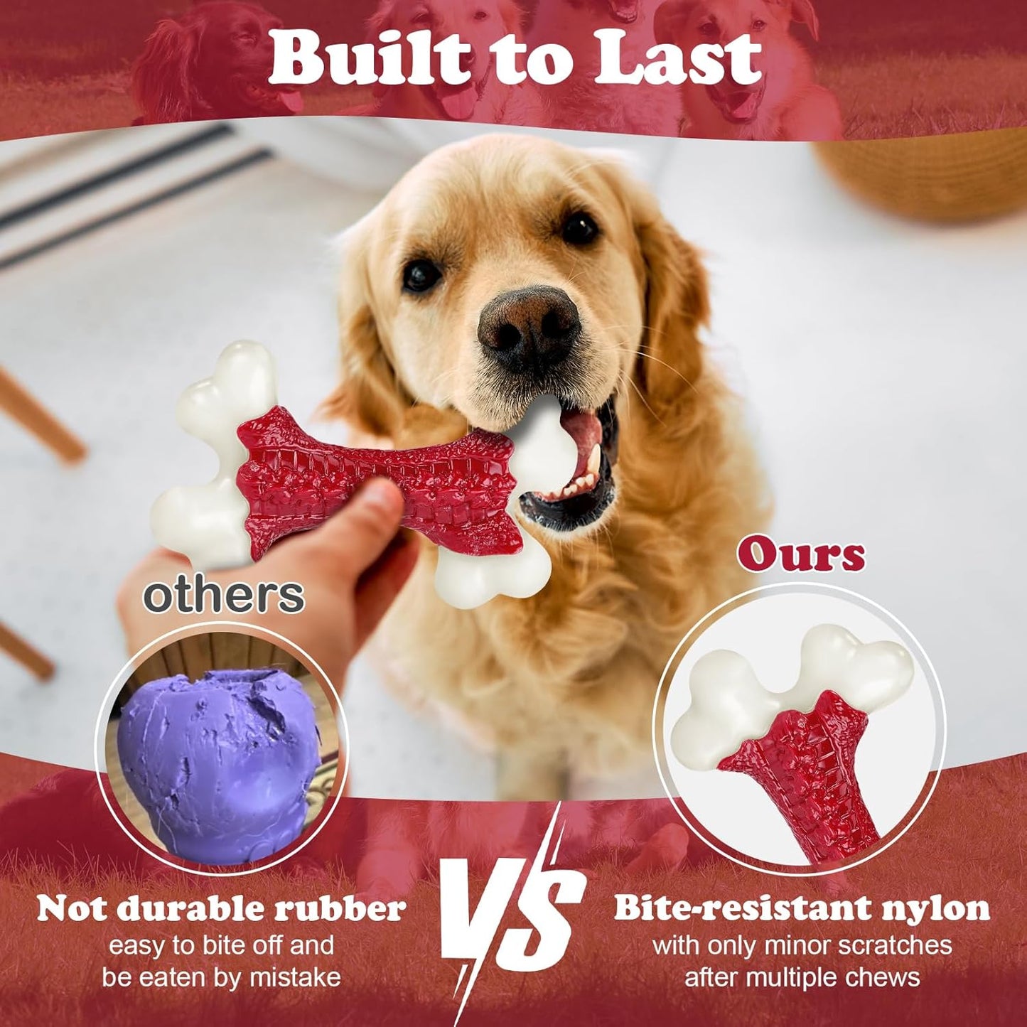 Tough Dog Toys, Dog Toys for Aggressive Chewers Large Breed, Aggressive Chew Toys for Large Dogs (2 Pack)