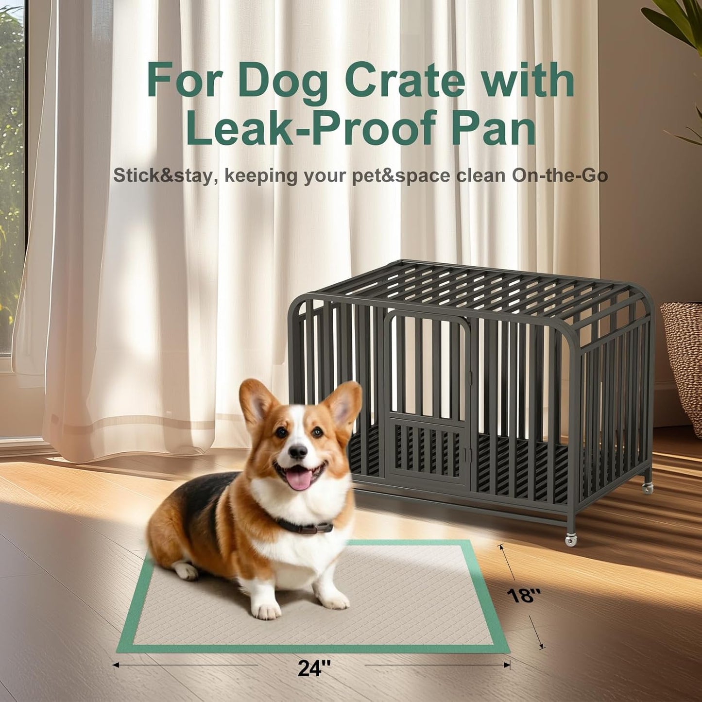 Gardner Pet Puppy Pee Pads Large 18"x24", 50 Count, Dog Pee Pads with Adhesive Sticky Tape, Max Absorbency, Leak Prevention Disposable Training Bed Pad for Doggie, Cats, Rabbits, Crate/Cage