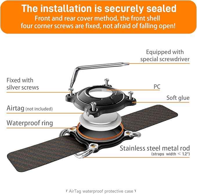 IPURLAR for Airtag | Dog Airtag Holder | Waterproof - Airtag Dog Collar Holder with Removable Metal Loop, Light Weight fit Width1.2in/ Thick0.18in Airtag Collar Holder,Deep Black2