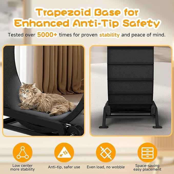 GTRACING Cat Wheels, 40" Diameter, Large Cat Exercise Wheel for Indoor Cats cat Treadmill Metal with Detachable Carpet & Teaser/Stickers, Ultra-Quiet Scroll Wheel with Latch, Safe and Stable, Dark