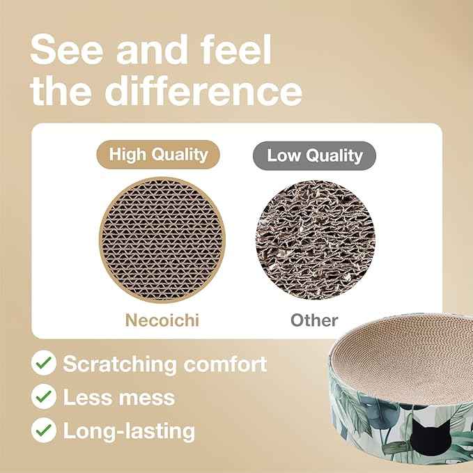 NECOICHI Cat Scratcher Bowl for Indoor Cats - Cat Scratching Lounger with Reversible Usability and Extra Comfort for Lounge, Cardboard Bed Couch