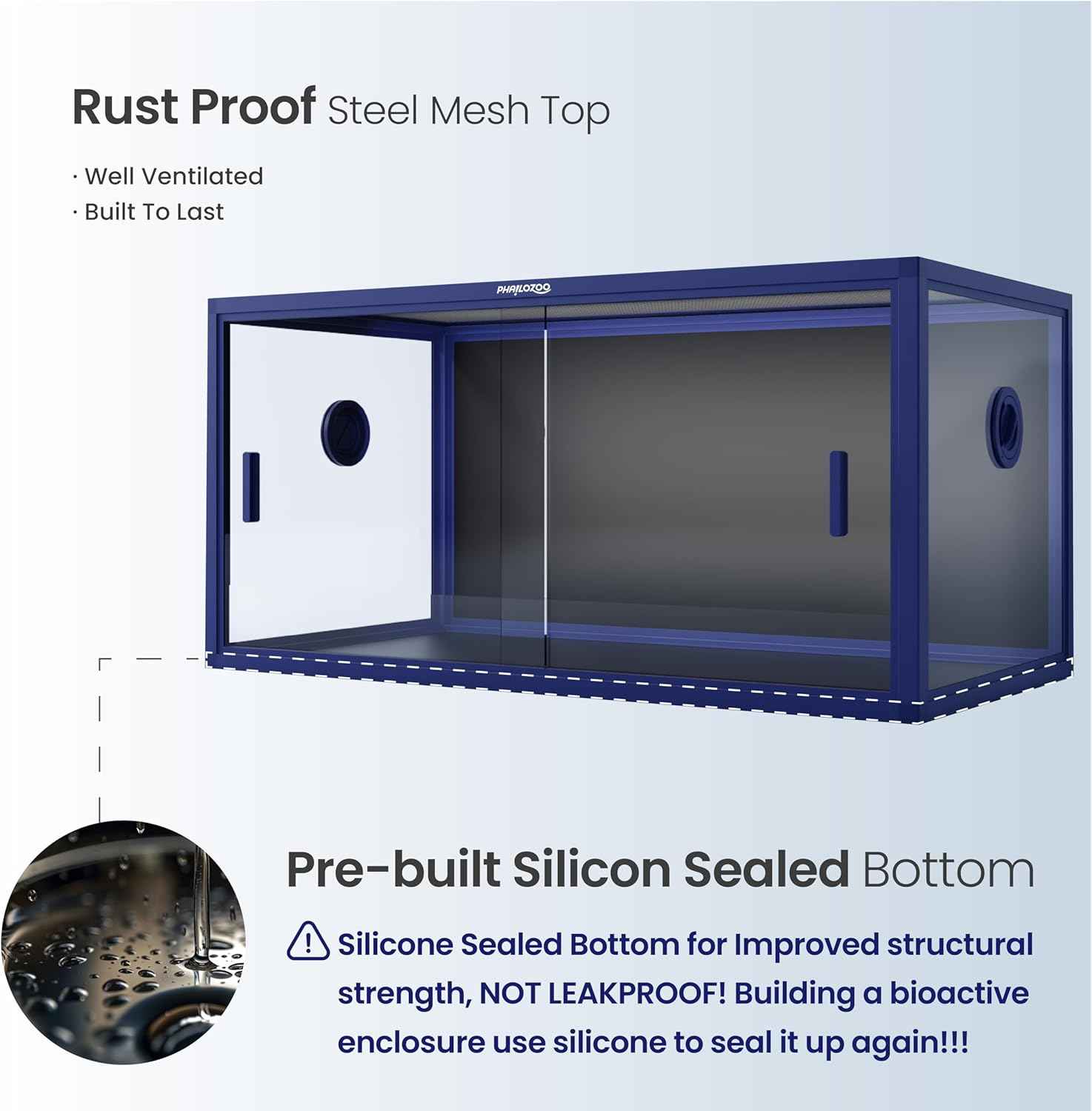 50 Gallon Bearded Dragon Tank, Reptile Enclosure for Easy Maintenance, Front Opening Reptile Tank with Top Screen Ventilation & Glass Sliding Door 36''x18''x18''