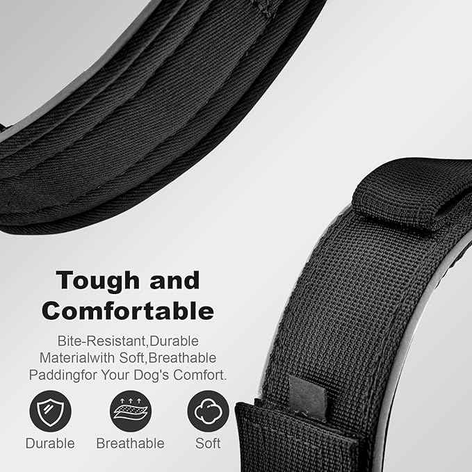 2026 Upgrade Dog Collar with IPX8 Waterproof AirTag Holder,Military Tactical Comfortable Control Handle and Ultra-Durable Metal Buckle/Night Reflective,GPS Collar for Medium to Large Dogs（Black/XL）