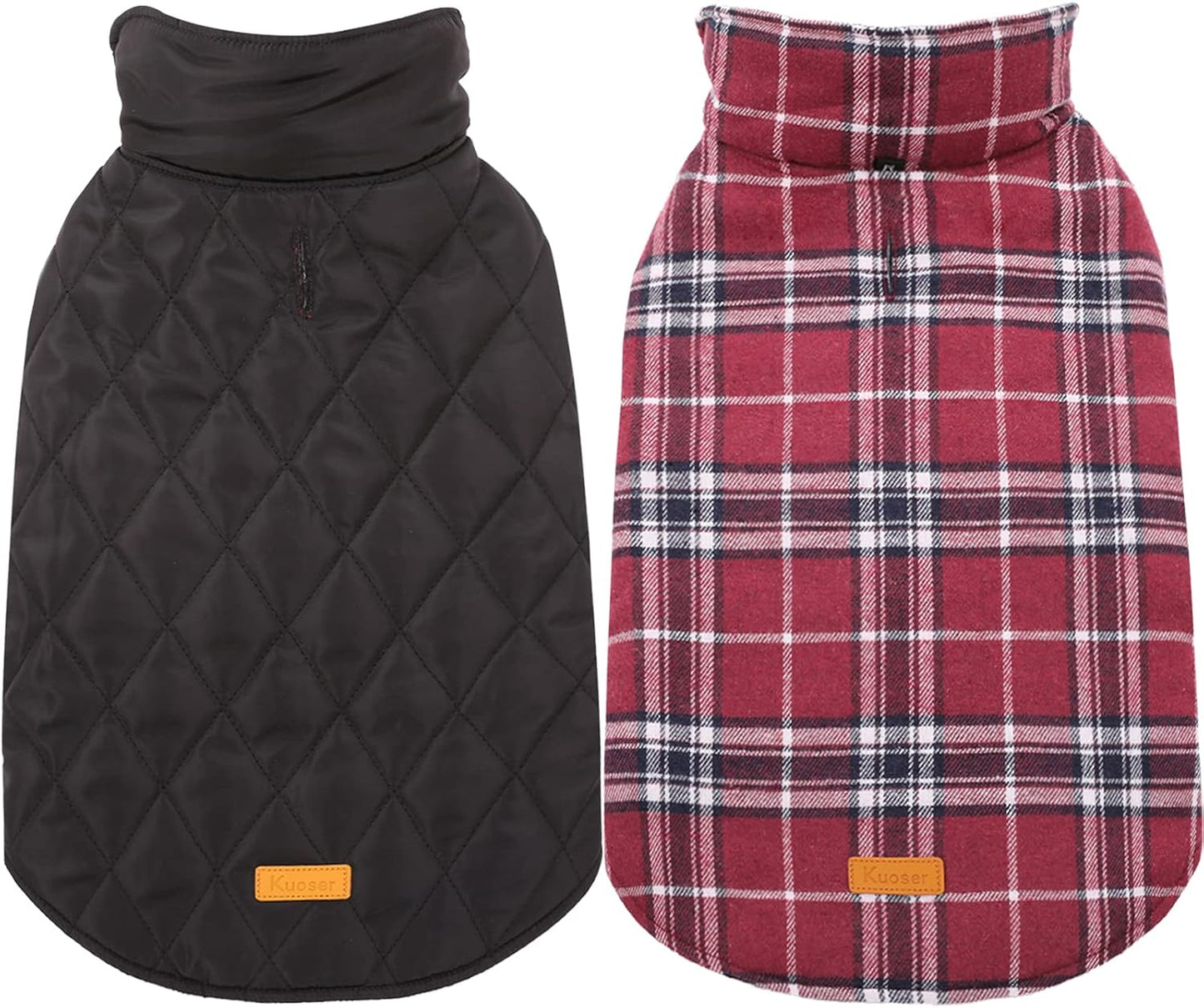 Kuoser Warm Dog Coat, Waterproof Dog Jacket for Extra Large Dogs, Adjustable Durable XL Doggie Winter Coat Reversible Cozy Puppy Cold Weather Apparel from Small to Large Breed, Red XL