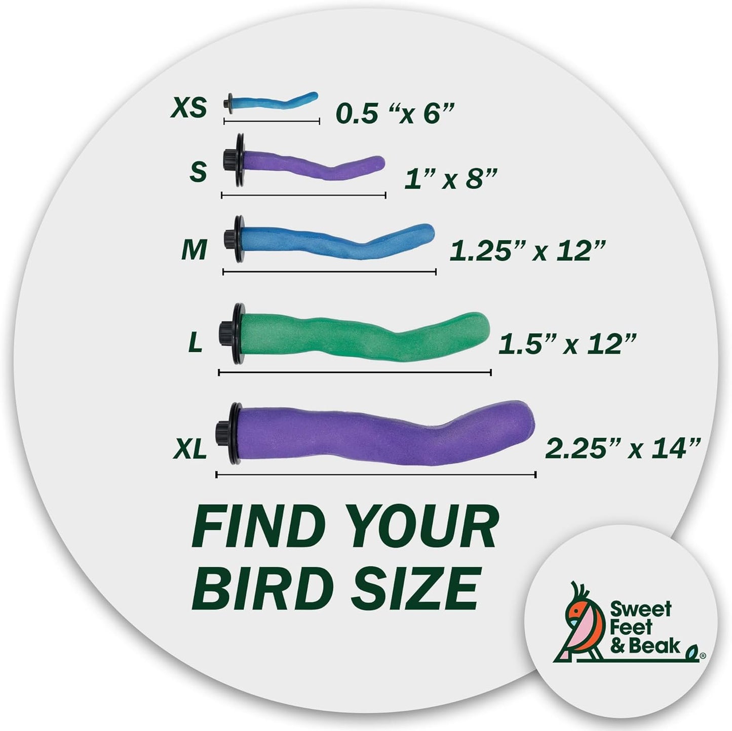 Sweet Feet & Beak Safety Pumice Bird Perch, Medium 1-1/4" X 12", Blue - Lightweight Grinding Bird Perches for Cage - Bird Nail Trimming Perch for Healthy Beak & Feet - Multi-Size & Color Parrot Stand