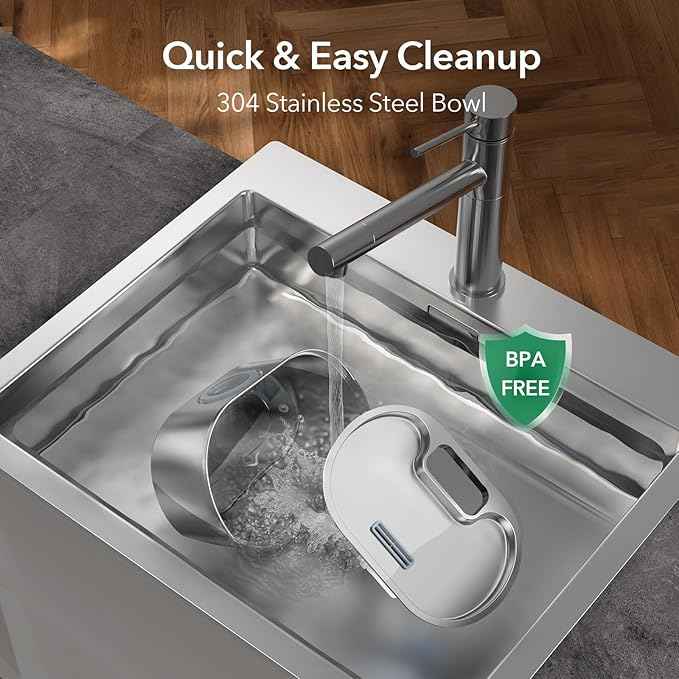 Stainless Steel Cat Water Fountain 108oz/3.2L:Battery Operated Wireless Cat Fountains for Drinking Indoor, Automatic Pet Water Dispenser with Ultra Quiet Pump,Multi-Filtration,Easy Clean BPA-Free