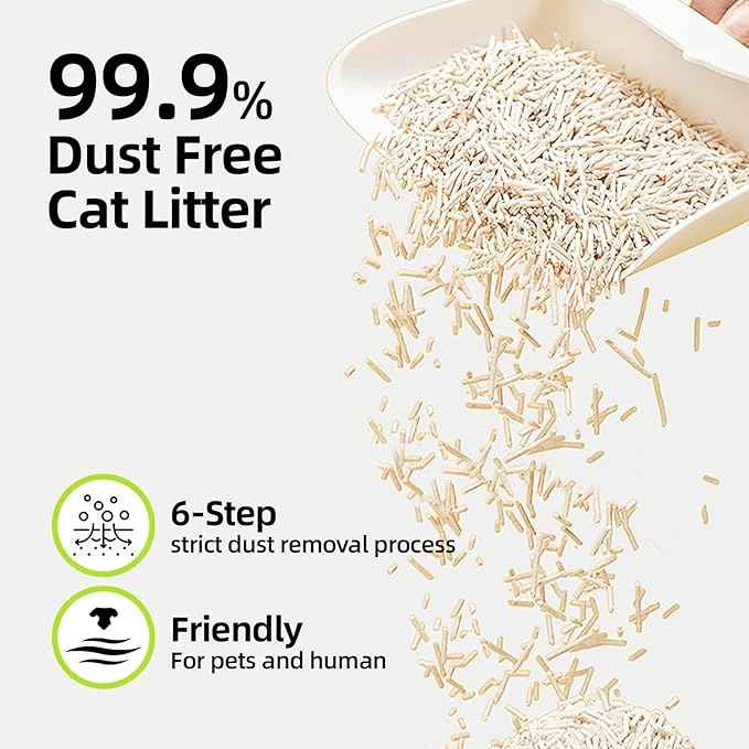 Tofu Cat Litter Strong Clumping Litter 99.9% Dust Free and Flushable Cat Litter, Natural Sustainable Ingredients Odor Control, Low Tracking