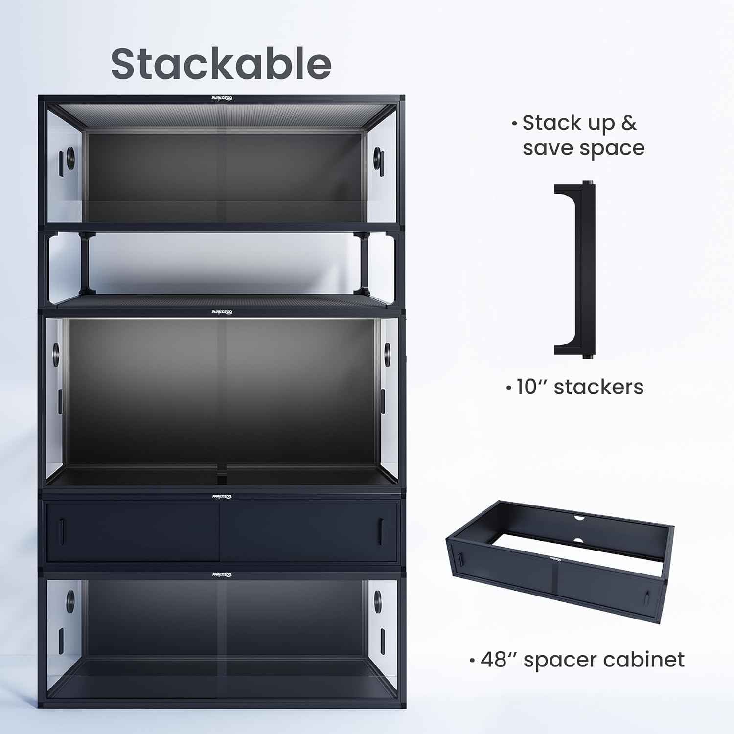 85 Gallon Reptile Tank, Front Opening Snake Tank for Easy Maintenance, Reptile Enclosure with Top Screen Ventilation 48''x24''x18''