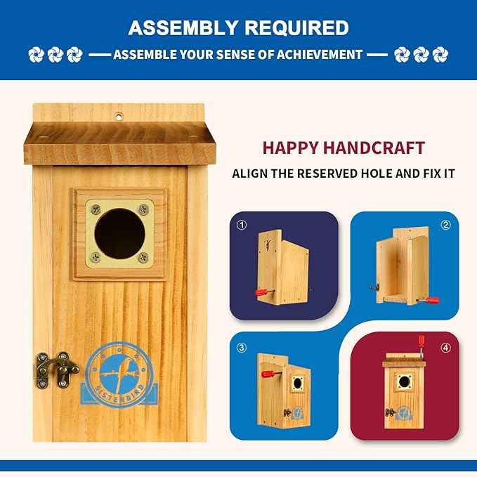 Pack of 2 Premium Bluebird Houses for Outside, Assembled Bird House Gift, Garden Decoration Bluebird House, Copper Predator Guard, Easy to Clean Bird Nesting
