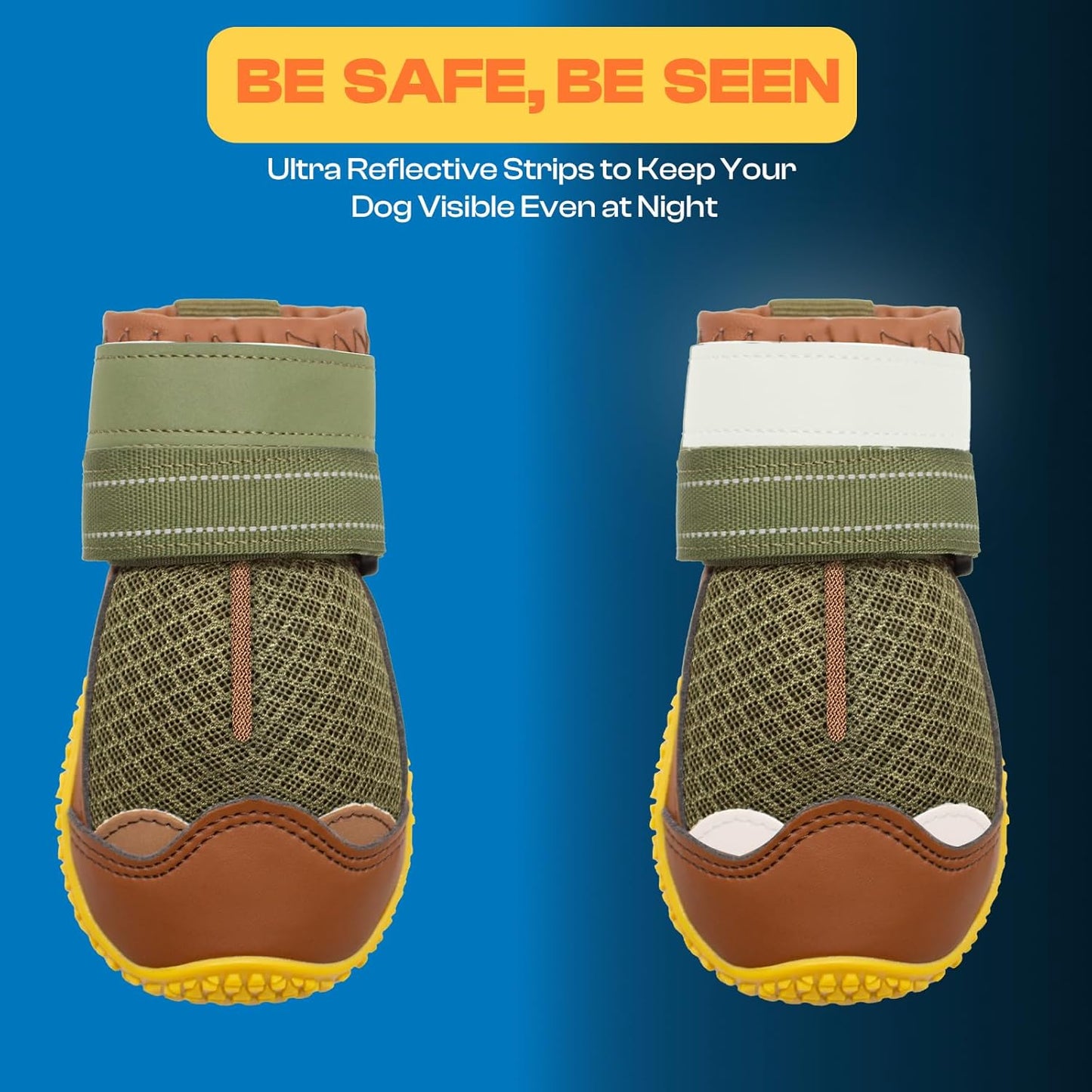 Dog Shoes for Large Dogs, Medium Dog Boots & Paw Protectors for Hardwood Floors, Outdoor Dog Booties for Hot Pavement Winter Snow Hiking, Breathable Dog Shoes with Reflective Strips Size 4