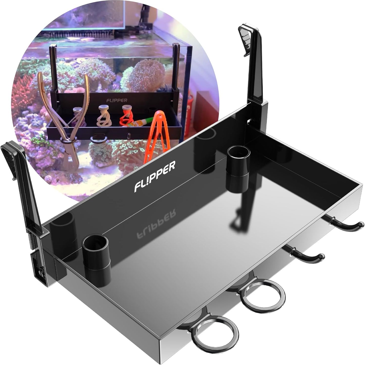 FL!PPER Flipper Tank Buddy - Fish Tank Accessories Organizer, Aquarium Accessories for Fish Tank, Aquarium Supplies, Saltwater Aquarium Accessories, Aquarium Cleaning Tools Storage Rack