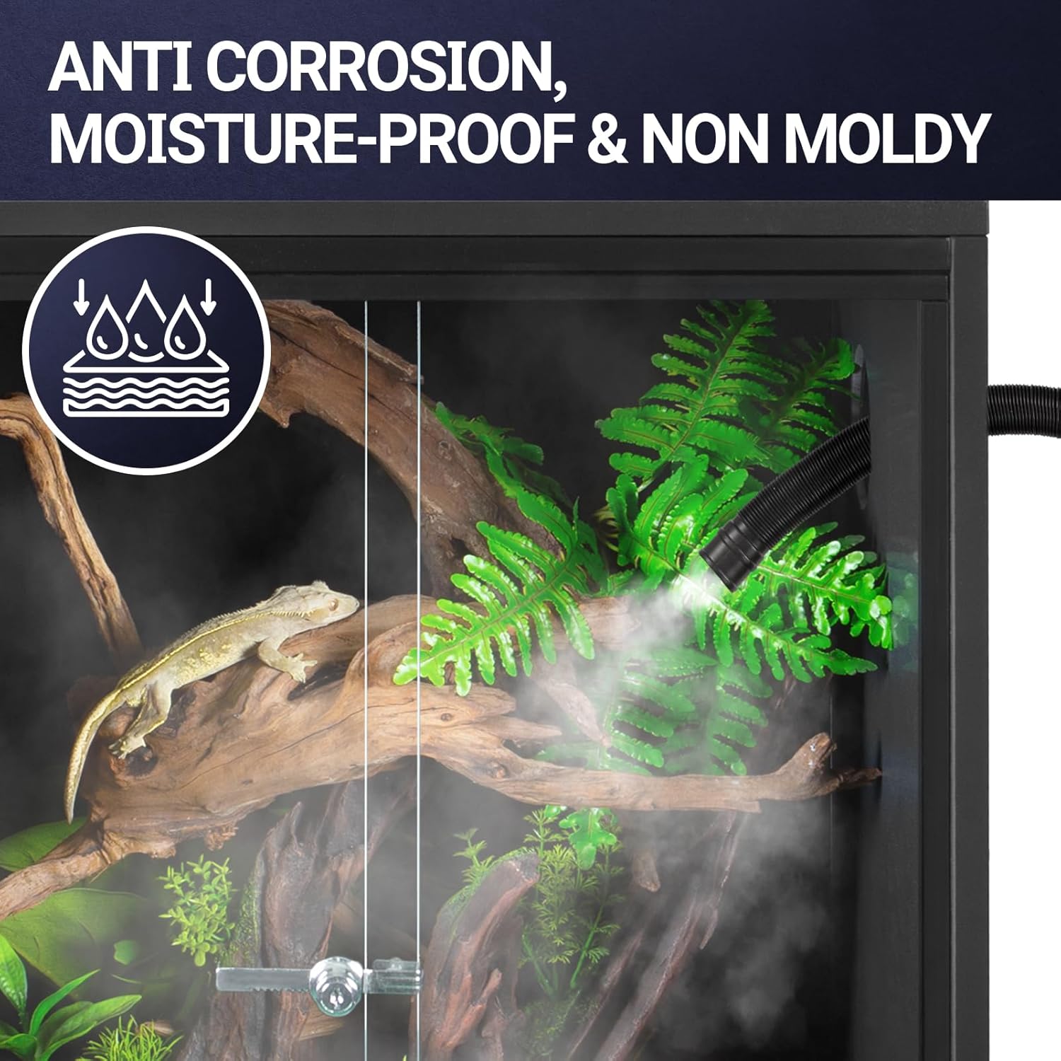 REPTI ZOO 20 Gallon PVC Reptile Terrarium, 24x18x12 inch Reptile Tank for Crested Gecko Leopard Gecko Snake Turtle Hermit Crab, Thermal Insulation Moisturizing - FurryFun