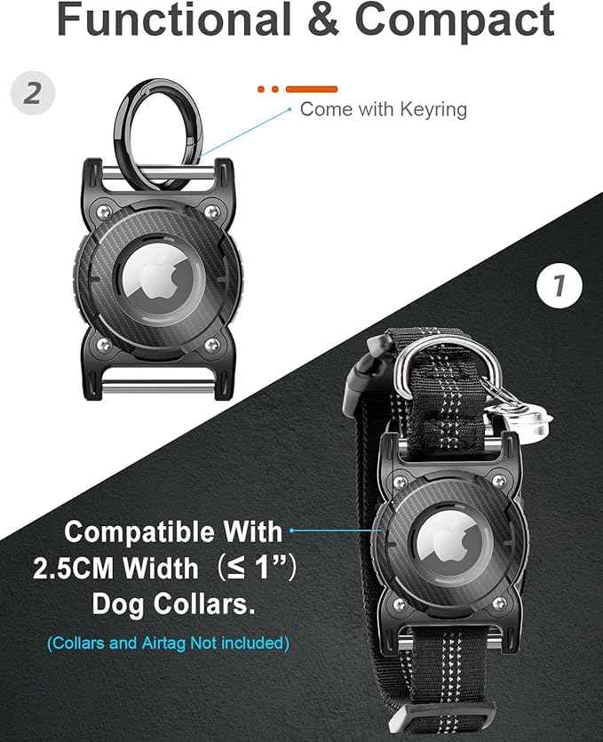 ONEONTA Airtag Dog Collar Holder | Airtag Dog Waterproof - Airtag Holder for Dog Collar with Removable Metal Loop, Sturdy TPU, Lightweight, Compact Size, Fits 1" Width Collar, Pink