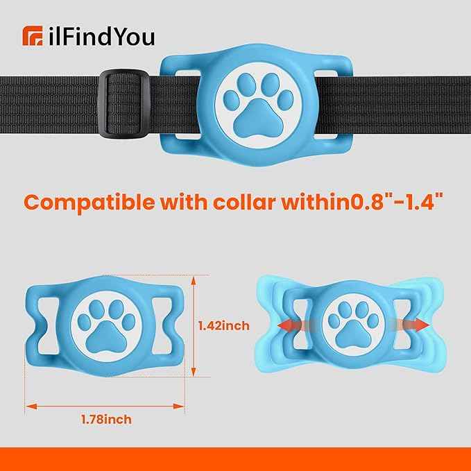 IP68 Waterproof for AirTag Dog Collar Holder, Silicone Dog Air tag Holder for Apple AirTag (Blue&Purple)
