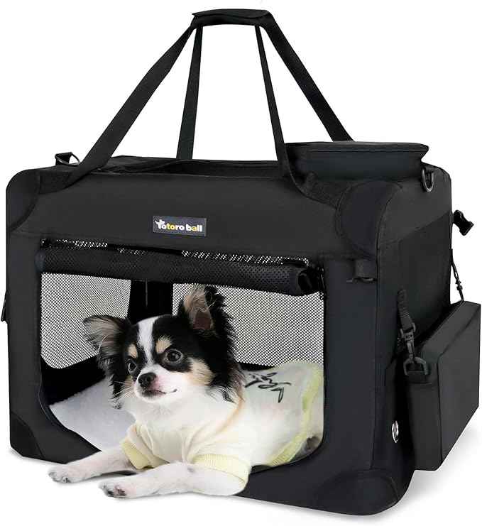 Large Cat Carrier for Cats Collapsible Soft Pet XL Crate for Large/Medium Cats 15lbs+ Car Travel Portable Bag with Water Bottle Slot Ideal for Long Trips (Black, 20.0"L x 14.0"W x 14.0"H)