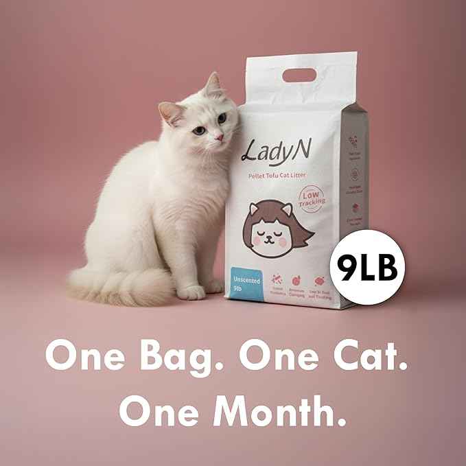 Lady N Pellet Tofu Cat Litter, Strong Clumping, Dust-Free Low-Track Water-Soluble, Natural Ingredients, Enviro-probiotic and Activated Carbon for Odor Control 18lb Yosemite Woody Scent + Unscented