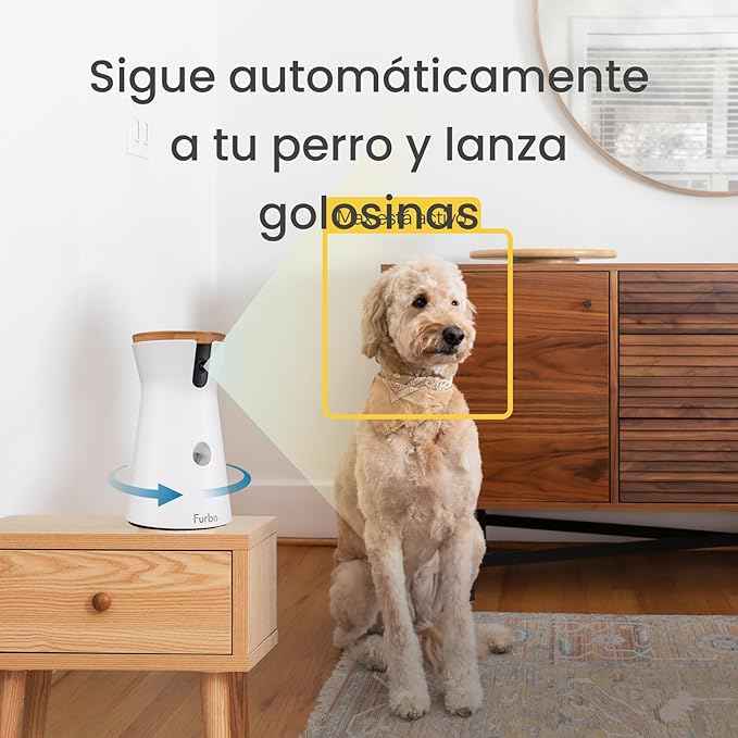 Furbo 360° Dog Camera: Pet Security Cam w/Barking Alerts, Rotating View, Treat Toss w/Phone App, Smart Home Puppy Monitoring, 2-Way Speaker, No Subscription Needed. Standard See, Talk, & Toss Features