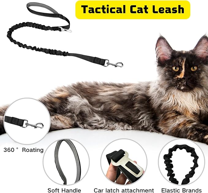 Tactical Cat Harness and Leash Set Soft Mesh Adjustable Large Cat Vest with Rubber Handle Easy to Control for Large Cat Small Dog Outdoor Walking