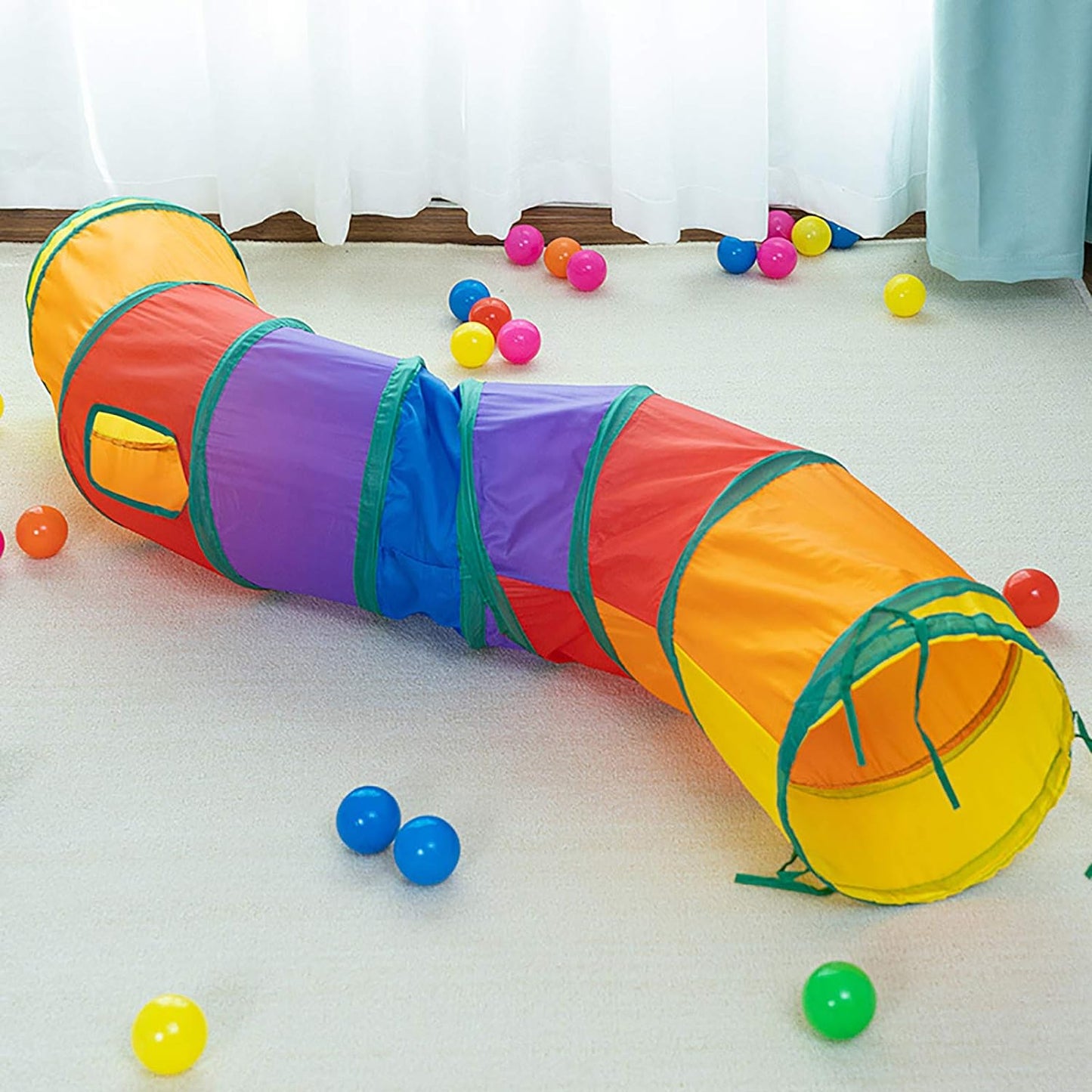 iCAGY Cat Tunnel for Indoor Cats Interactive, Rabbit Tunnel Toys, Pet Toys Play Tunnels for Cats Kittens Rabbits Puppies Crinkle Pop Up Gray 47" Shape S