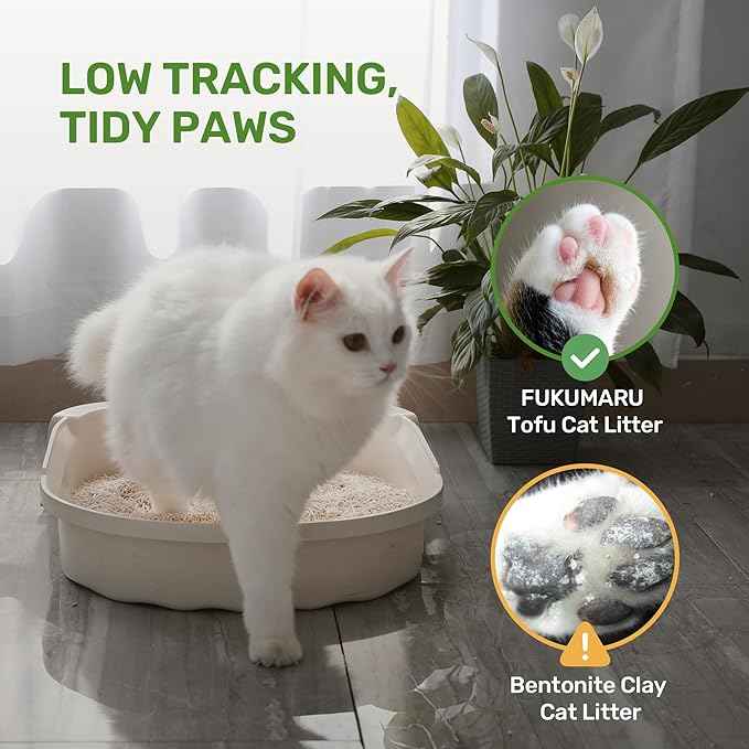 FUKUMARU Tofu Cat Litter - Natural, Unscented, Dust Free, Quick Clumping, 8lb x 2 Bags