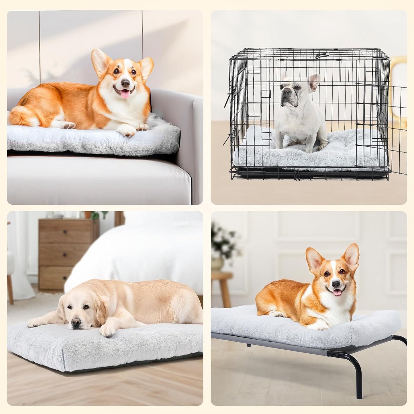 Amazon Basics Large Dog Bed for Crate, Washable Large Dog Mat for Pet Kennel, Anti-Slip, Cama para Perros, 42x28x4 Inches