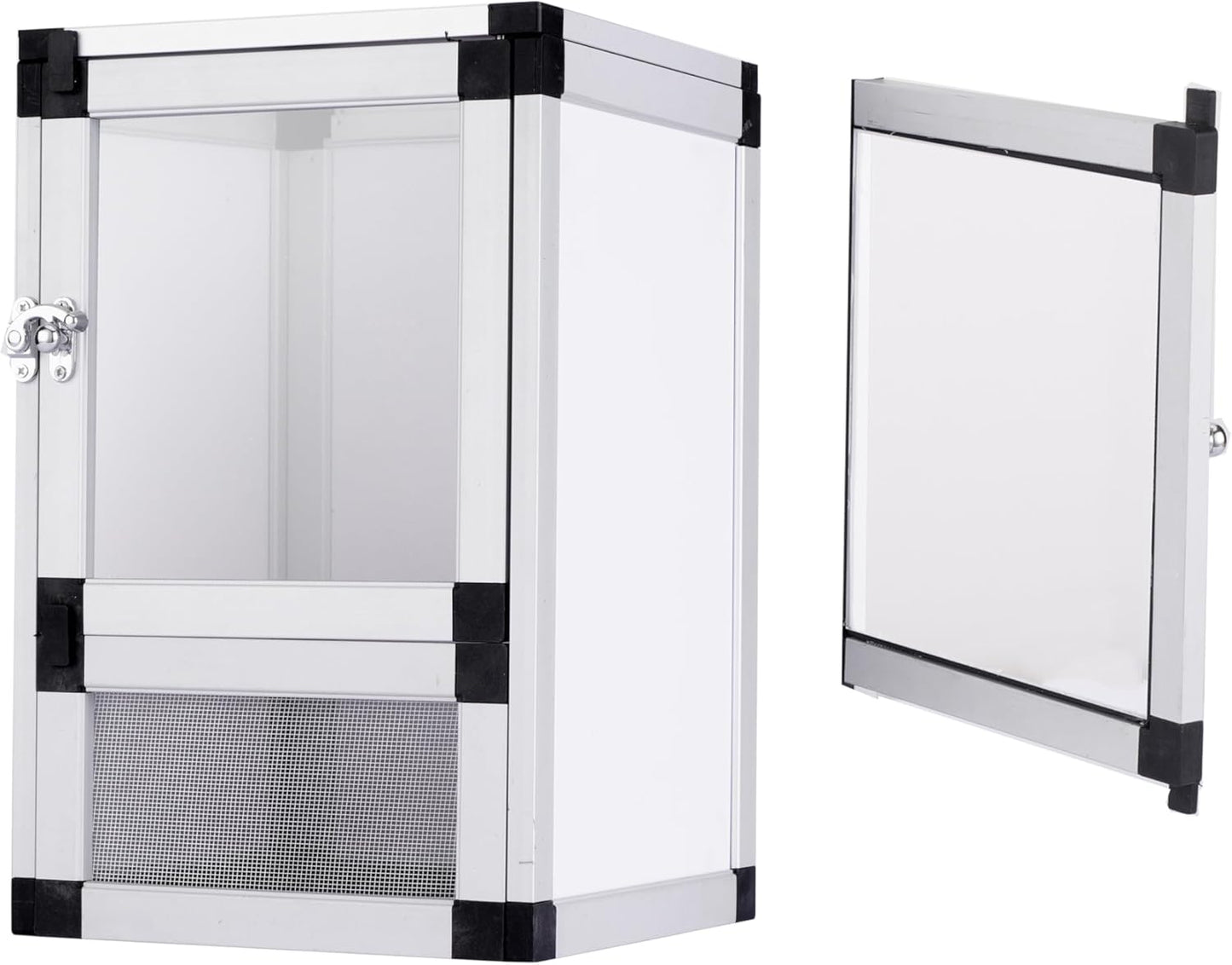 8" x 8" x 12" Bright White Reptile Cage, Rainforest Habitat with Acrylic Door, Ventilated Terrarium for Geckos, Frogs, Snakes, Easy Assembly - FurryFun