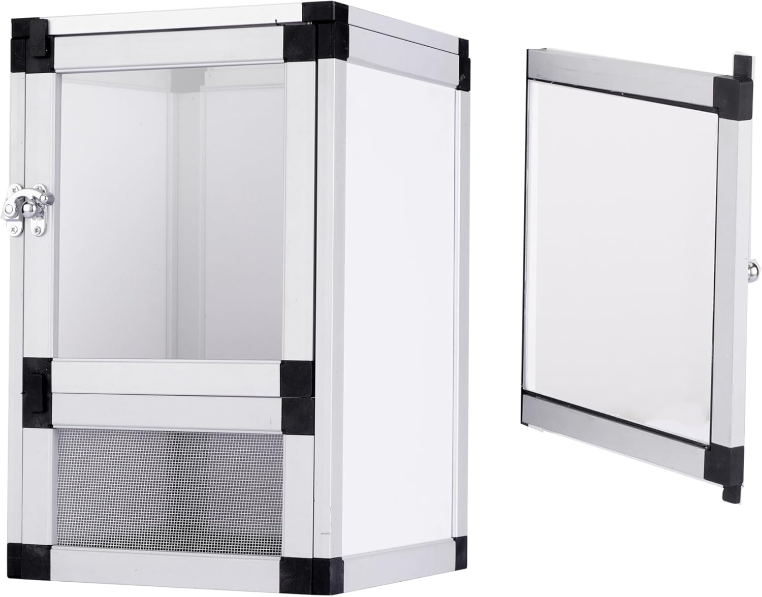 8" x 8" x 12" Bright White Reptile Cage, Rainforest Habitat with Acrylic Door, Ventilated Terrarium for Geckos, Frogs, Snakes, Easy Assembly - FurryFun