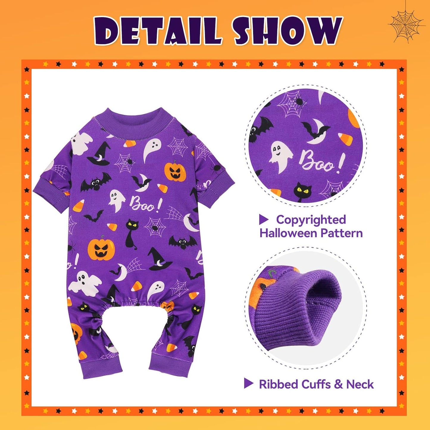 Dog Halloween Pajamas Dog Costumes Pjs Stretchy Funny Pet Costumes Clothes Pet Outfit Pajamas for Large Dogs(L)