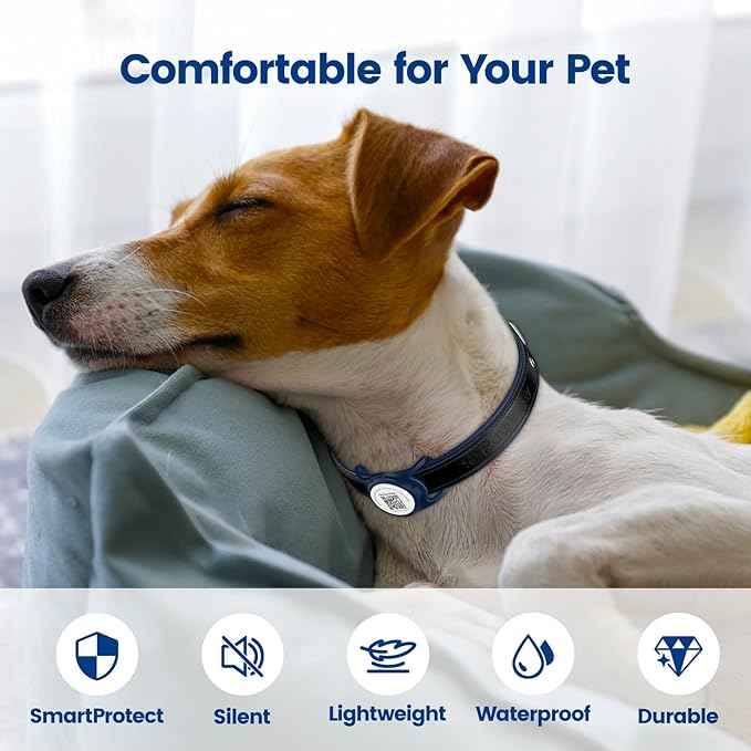 Smart Pet Tracker for Collar - Dog Trackers Location for Pet with Holder, No Monthly Fee, Real-Time Tracking, iOS Only, Emergency Contact, Long-Lasting, Anti-Lost Tracker for Cats, Bag Straps,Blue