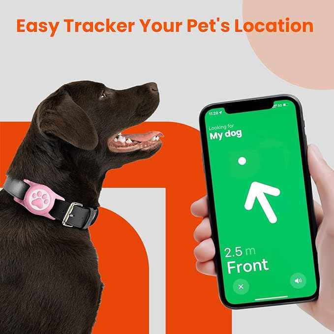 IP68 Waterproof for AirTag Dog Collar Holder, Silicone Dog Air tag Holder for Apple Air Tag (Pink&Rose)