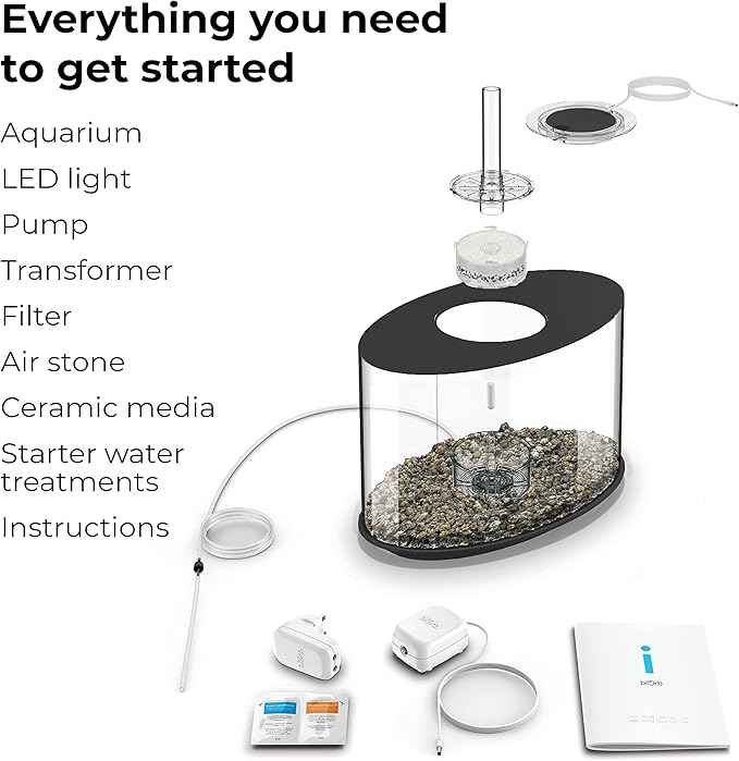 biOrb Loop 15 Acrylic 4-Gallon Aquarium with White LED Lights Modern Compact Tank for Tabletop or Desktop Display, Black-Trimmed Tank