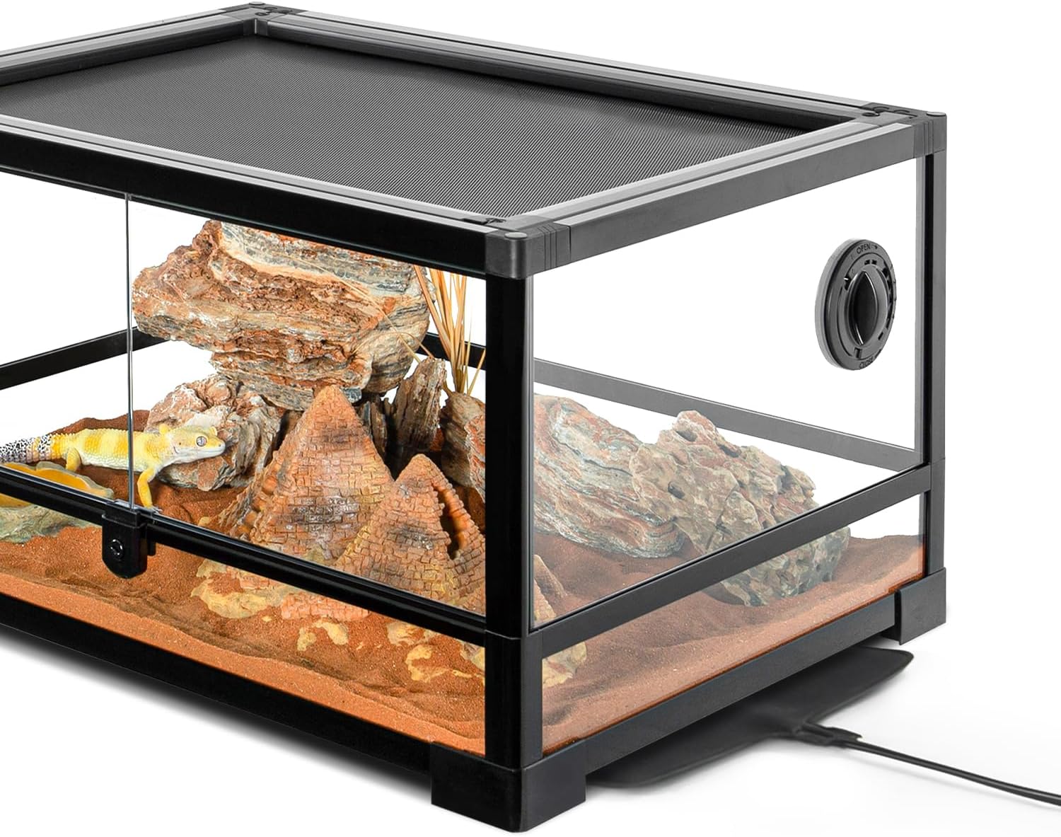 Reptile Tank 20 Gallon, 360°Full Vision Glass Reptile Terrarium 24" x 18" x 12", 24 in Wide Front Opening Reptile Tank for Desert and Tropical Reptiles Gecko Bearded Dragon Snake Hermit Crab - FurryFun