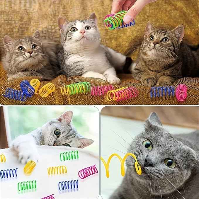 Cat Spring Toy 500PCs Colorful Plastic Spring Coils Attract Cats Cat Accessories for Indoor Cats for All Breeds