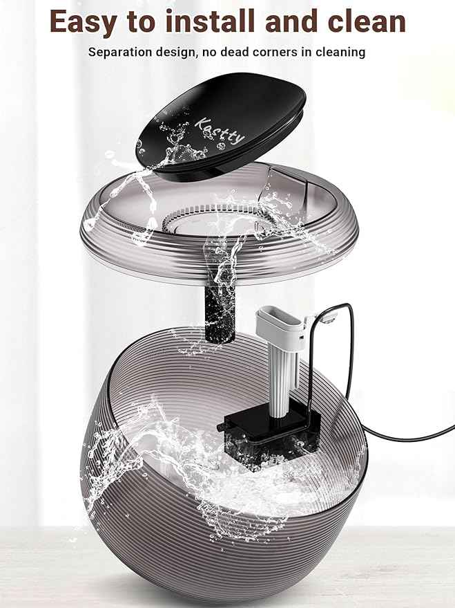 Kastty 3.5L Quiet Cat Water Fountain,118oz Large Capacity Pet Water Fountain for Cats Indoor with Water Level LED Light, Easy Cleaning Cat Fountains for Drinking Automatic Dog Water Fountain FS75