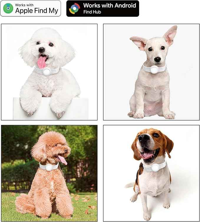 Silicone Dog Tracker Collar, Waterproof Bluetooth Pet Finder Works with Apple Find My & Google, Adjustable Collar for Small Dogs, Puppies & Cats, Fits 3.2”-14” Neck