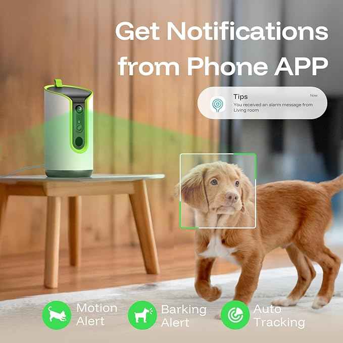 5MP Ultra HD Pet Camera - Dog Camera with Treat Dispenser, Remote Treat Tossing via Phone App, 360° Auto Tracking & Motion Alerts, 5G&2.4G WiFi for Cats Indoor