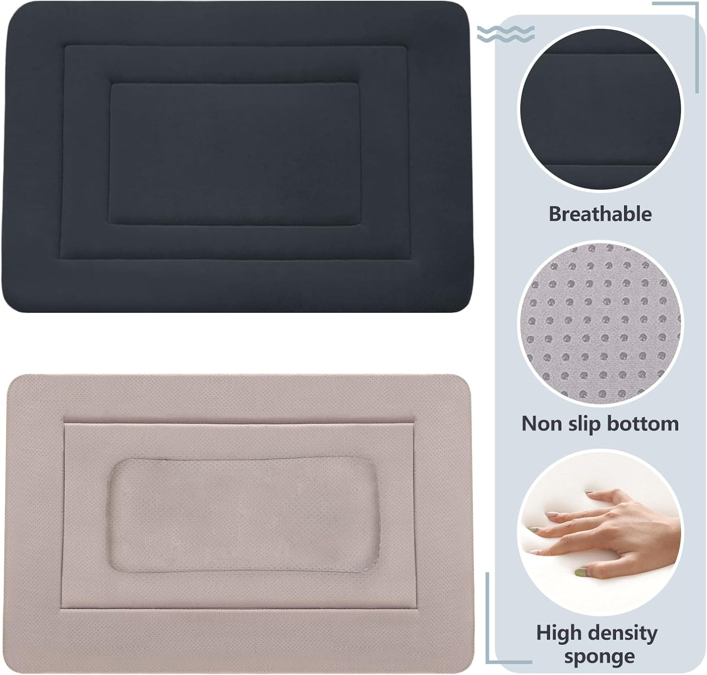 JoicyCo Soft Dog Crate Bed Pad Mat, 42 in Non-Slip Bottom Washable for Large Dogs, Pet Mattress Kennel Pad, Dark Gray