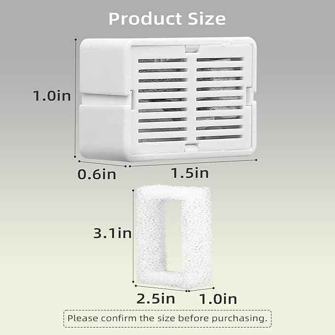 8 Pack Cat Fountain Filter Replacement, Triple Cupcake Cat Fountain Filters, 8 Pet Fountain Carbon Filters and 2 Foam Filters for Ceramic Cat Water Fountain