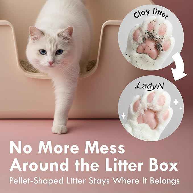 Lady N Pellet Tofu Cat Litter, Strong Clumping Ultra Absorbent, Dust-Free Low Tracking, Enviro-probiotic and Activated Carbon for Odor Control 18lb (2 Packs Unscented)