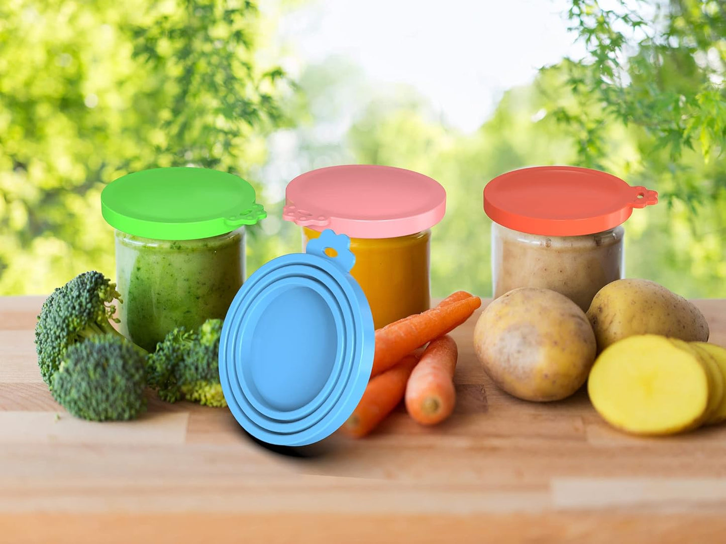 WANBAO 4 Pack Silicone Pet Food Can Lids for 3 Standard Size Food Cans for Pet Food Cans or Canned Goods, Multicolor Light Blue, Light Green, Light Purple, Pink