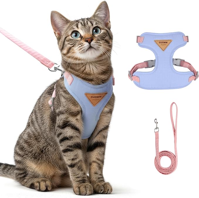 Escape-Proof Cat Harness and Leash Set - Adjustable and Comfortable - Ideal for Walking Cat Outdoors - Fits Small Dogs, Kittens, Medium, and Large Cats (Blue, S)