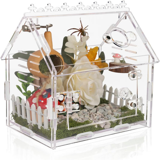 Magnetic Acrylic Terrarium Kit - 5.9"x3.9"x5.1" Jumping Spider Enclosure/Tarantula Cage with Secure Magnetic Latches, Ventilation & Escape-Proof Design - Reptile/Chameleon/Mantis Habitat
