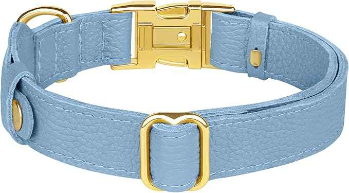 Leather Airtag Dog Collar - Soft Tracking Dog Collar with Apple AirTag Holder and Metal Buckle - Safety GPS Pet Collars for Small Medium Large Dogs Puppy Pink Red (Cornflower, XS, 9"-12" Neck Fit)
