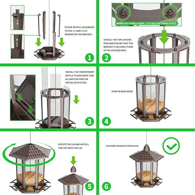 Birdream 4 Pack Bird Feeders for Outdoor Hanging, 10 LB Fun Installation Retro Pagoda Design Bird Feeder, Attracting Wild Birds Chickadees Goldfinches Cardinals Finches and Sparrows (Brown)