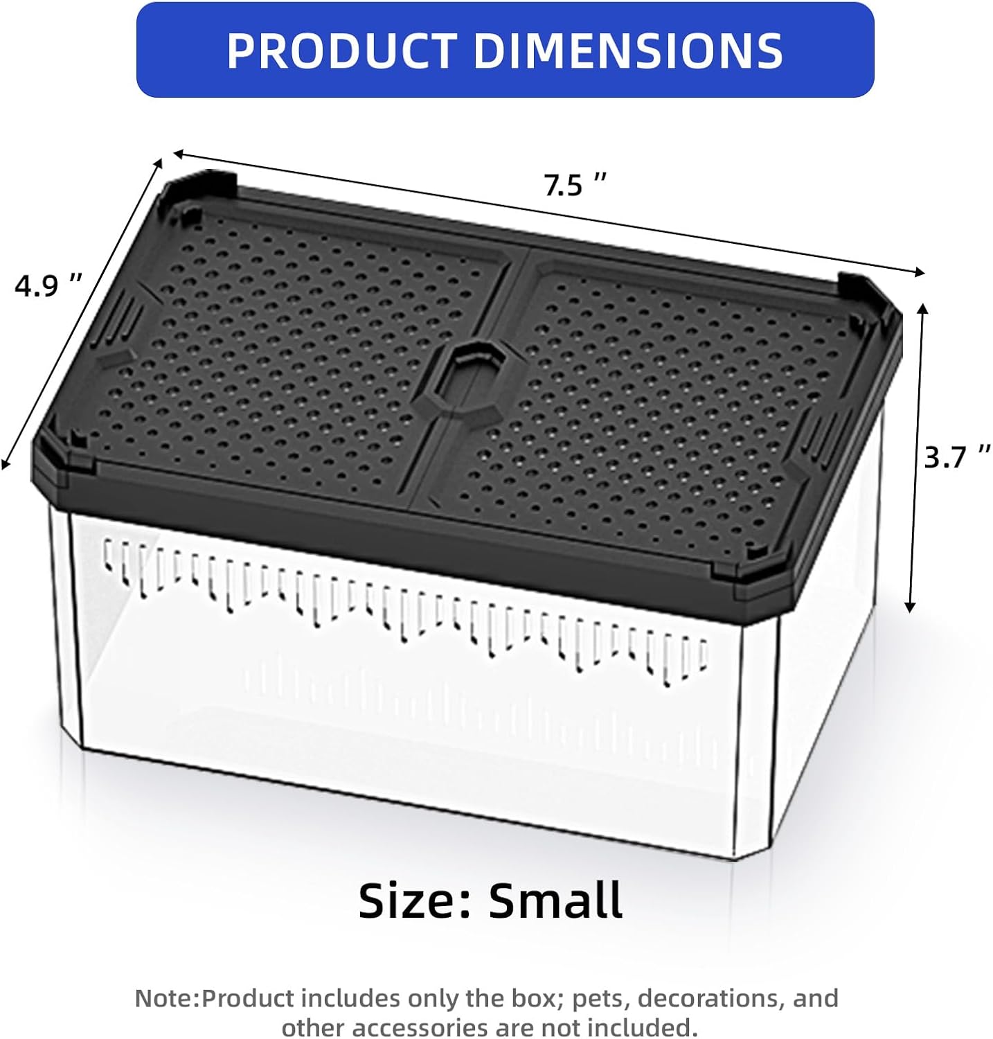 High-Transparency Reptile & Insect Enclosure Terrarium with Magnetic Door, Excellent Ventilation, Easy Cleaning, and Strong, Long-Lasting Build for Gecko, Tarantula, Hermit Crab (7.5x4.9x3.7 Inch) - FurryFun