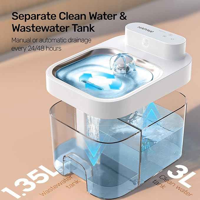 2026 Latest Cat Water Fountain, No Filter Cotton, App Monitoring Wastewater Separation Wireless Pet Fountain, 5000mAh Battery & Plug-in, 3L/101oz Water Dispenser for Cats Indoor, 2.4G Wi-Fi